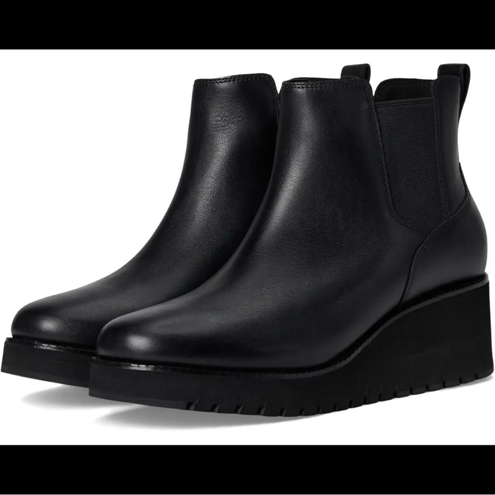 Cole Haan Women's Zerogrand City Wedge Side-Zip Booties - Black 7.5B NEW IN BOX